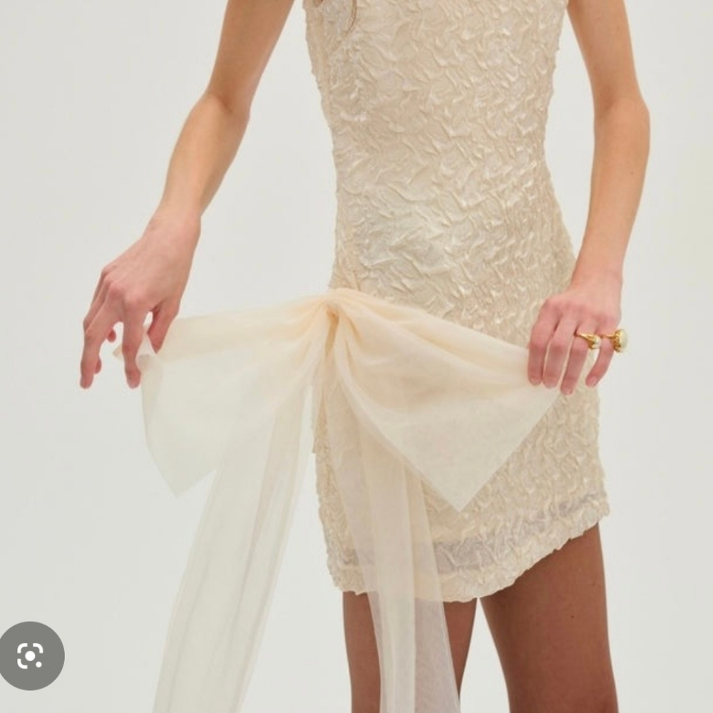 NWT For Love And Lemons Blush Crinkle Satin Mini Dress - Picture 8 of 8